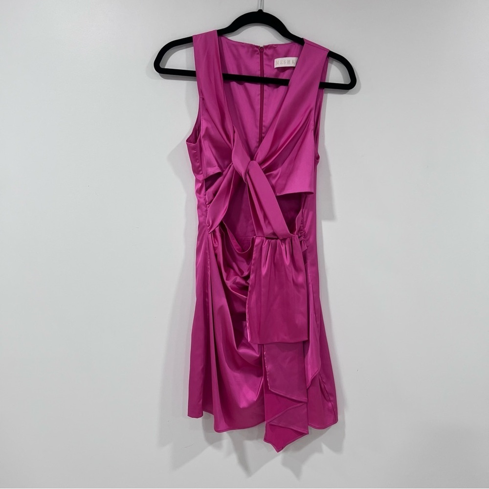 Meshki Hot Pink Satin Mini Dress - Picture 2 of 5
